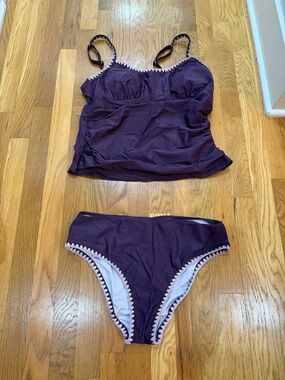Purple Two-Piece Swim Tankini Set